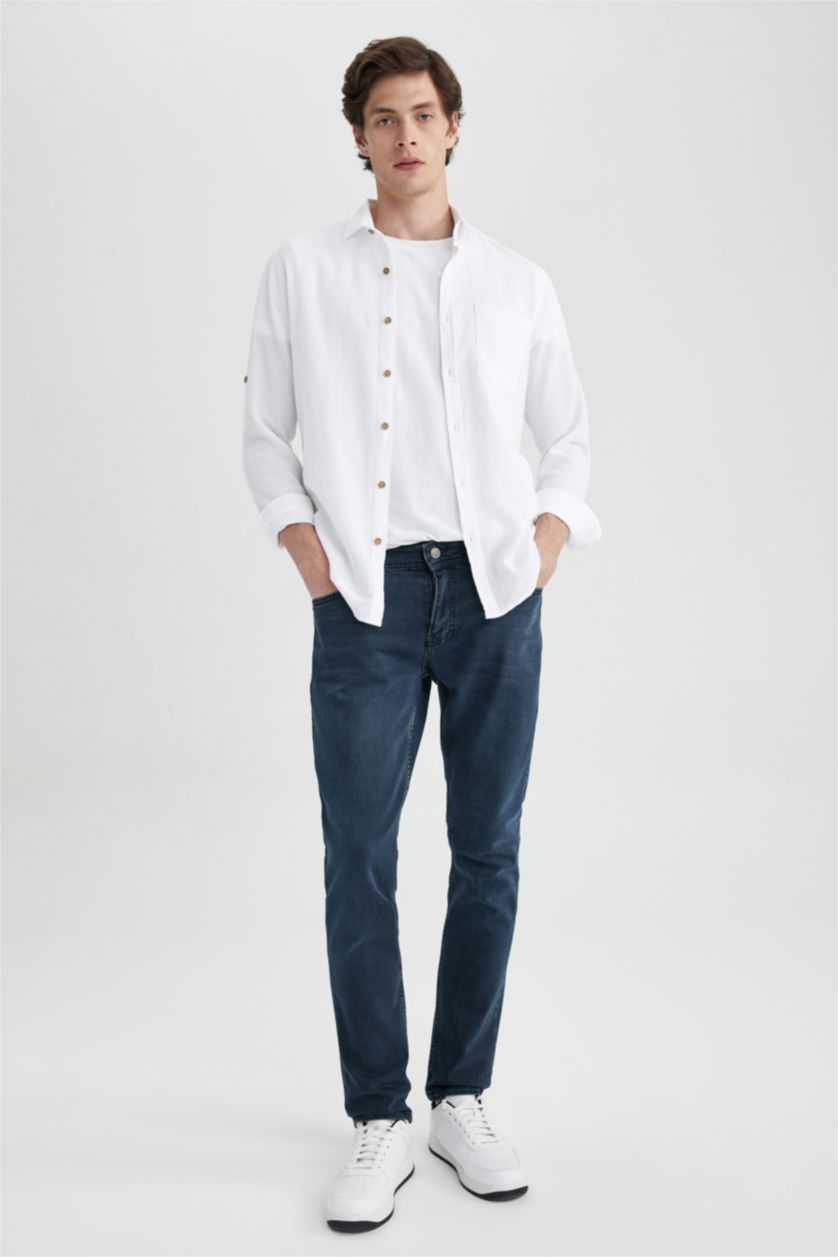 HOMME Indigo Pantalon Jean PEDRO - Coupe slim en jean Ourlet étroit