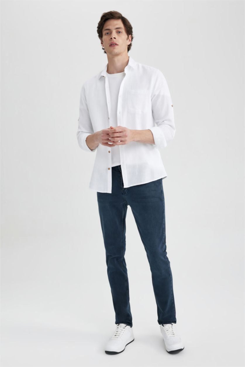 HOMME Indigo Pantalon Jean PEDRO - Coupe slim en jean Ourlet étroit