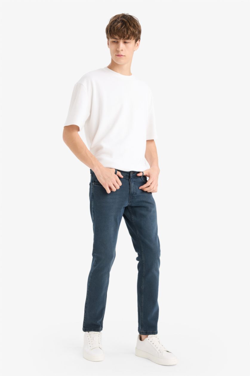 MAN Blue Black Pedro Slim Fit Regular Waist Skinny Jeans
