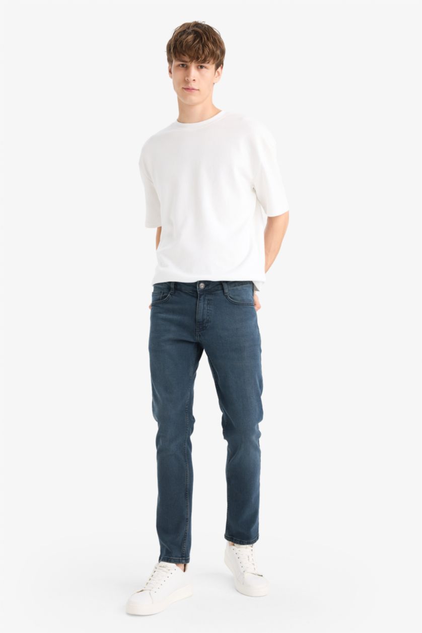MAN Blue Black Pedro Slim Fit Regular Waist Skinny Jeans