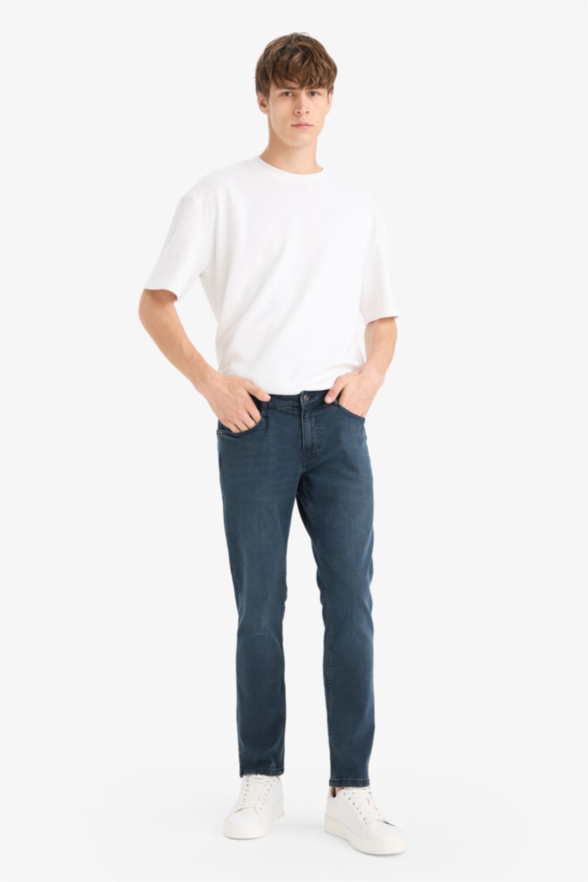 MAN Blue Black Pedro Slim Fit Regular Waist Skinny Jeans