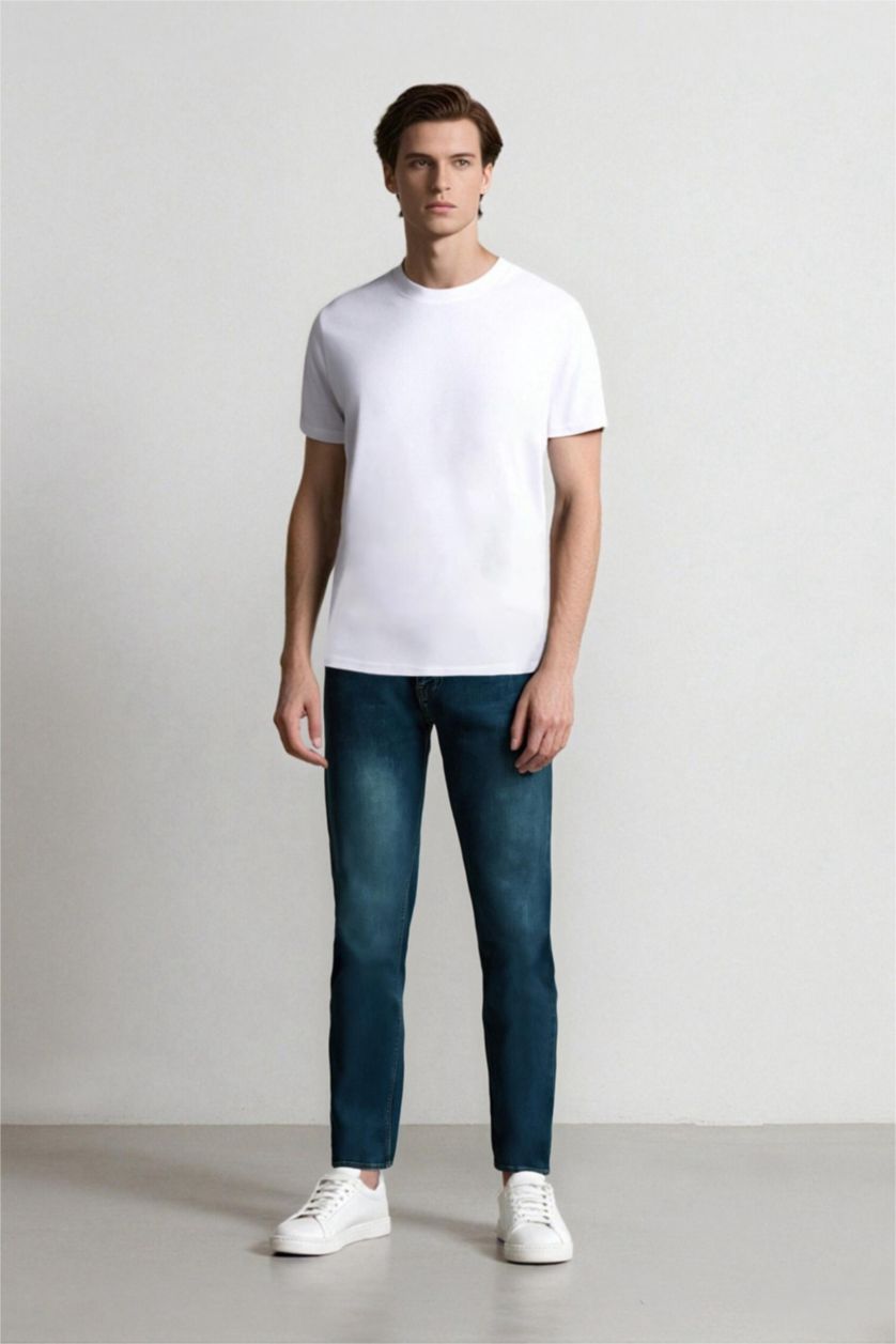 Men Dark Green Sergio Regular Fit Normal Waist Straight Leg Jeans