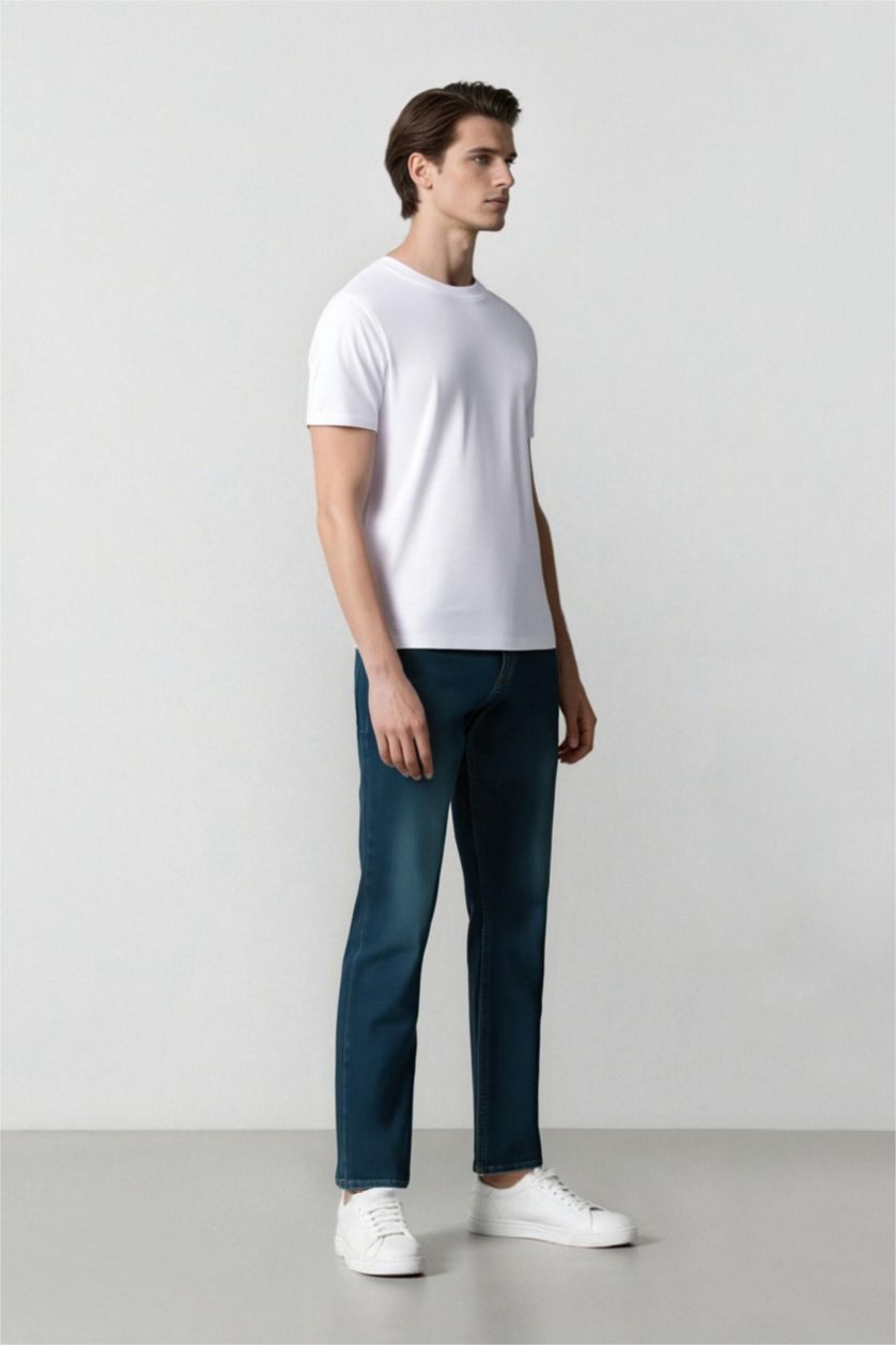 Men Dark Green Sergio Regular Fit Normal Waist Straight Leg Jeans