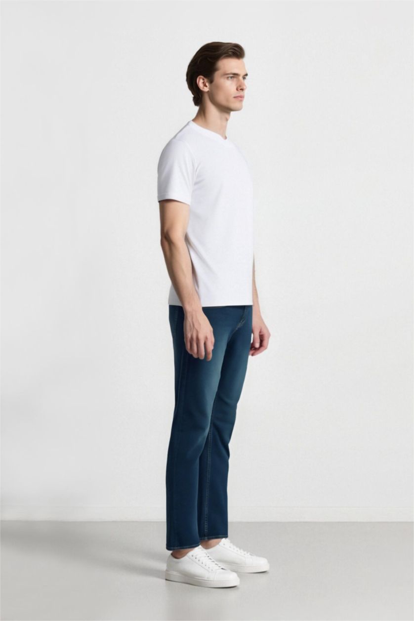 Men Dark Green Sergio Regular Fit Normal Waist Straight Leg Jeans