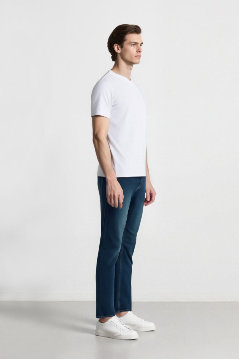 Men Dark Green Sergio Regular Fit Normal Waist Straight Leg Jeans