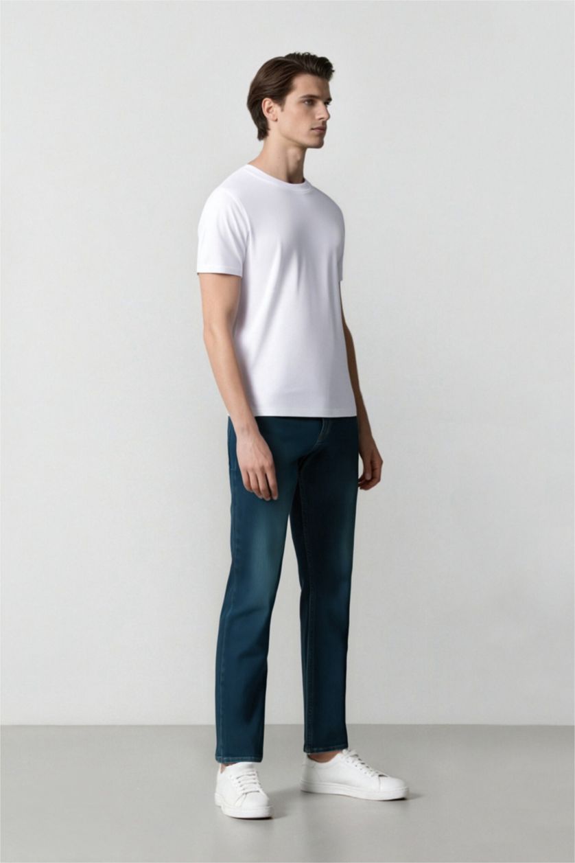 Men Dark Green Sergio Regular Fit Normal Waist Straight Leg Jeans
