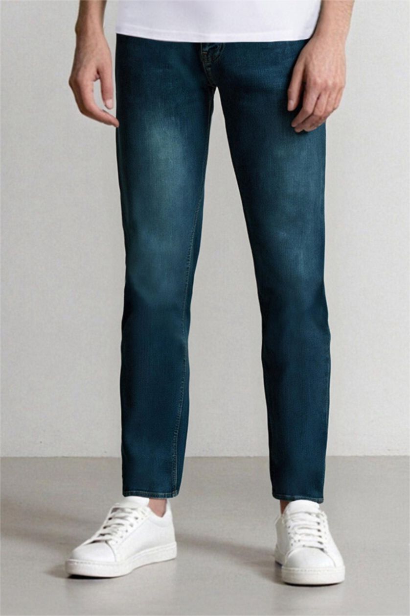 Men Dark Green Sergio Regular Fit Normal Waist Straight Leg Jeans