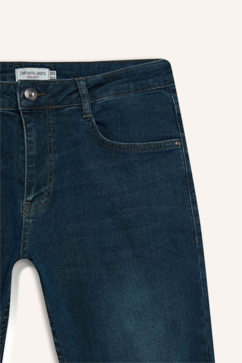 Men Dark Green Sergio Regular Fit Normal Waist Straight Leg Jeans