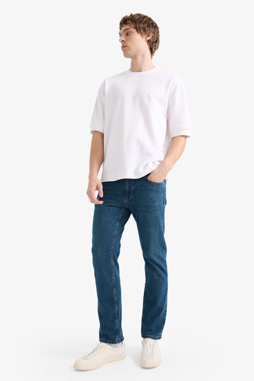 Erkek Koyu Yeşil Sergio Regular Fit Normal Kalıp Normal Bel Boru Paça Jean Pantolon