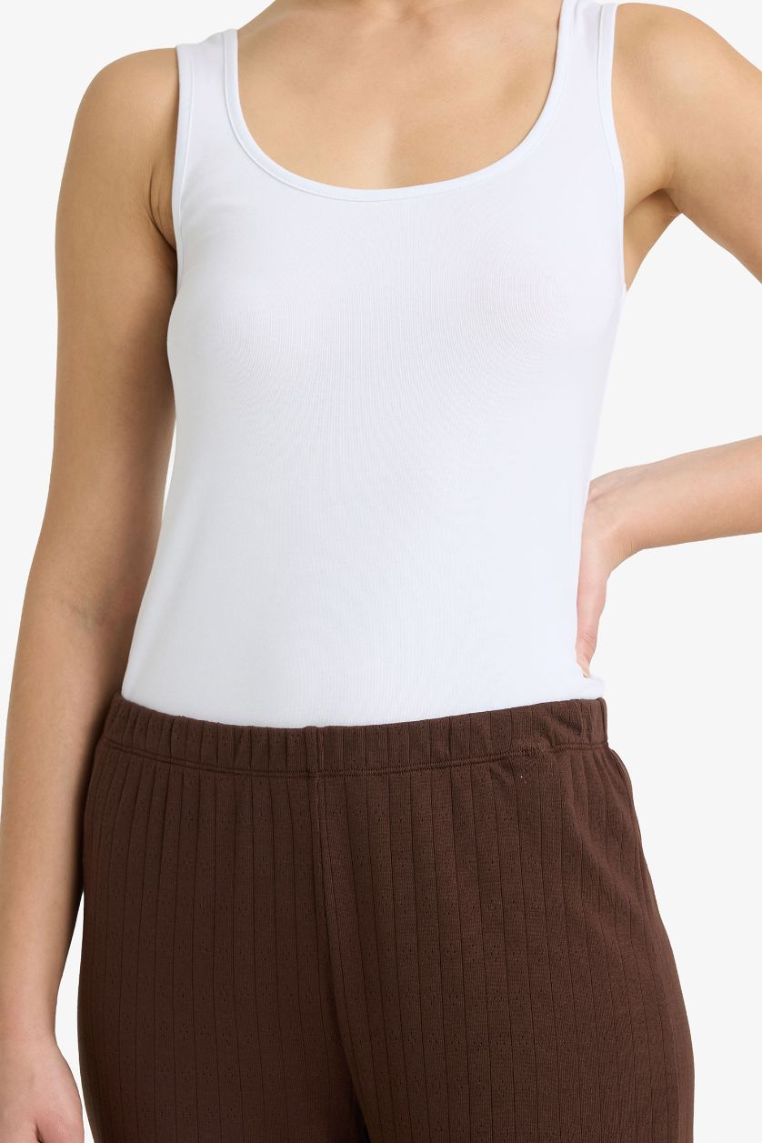 WOMAN White Regular Fit Cotton Tank Top