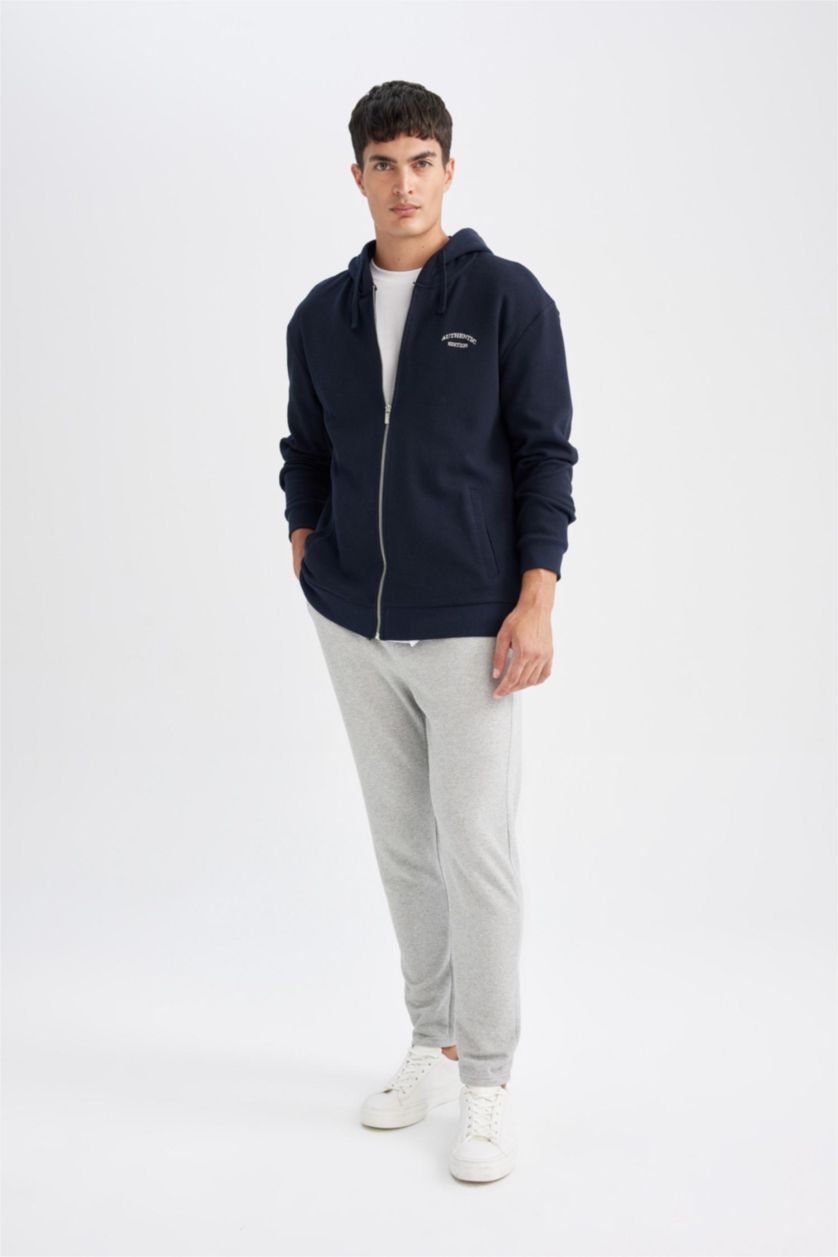 Erkek Gri Melanj Pike İnce Eşofman Altı Slim Fit Dar Kesim Düz Paça Beli Bağcıklı Cepli