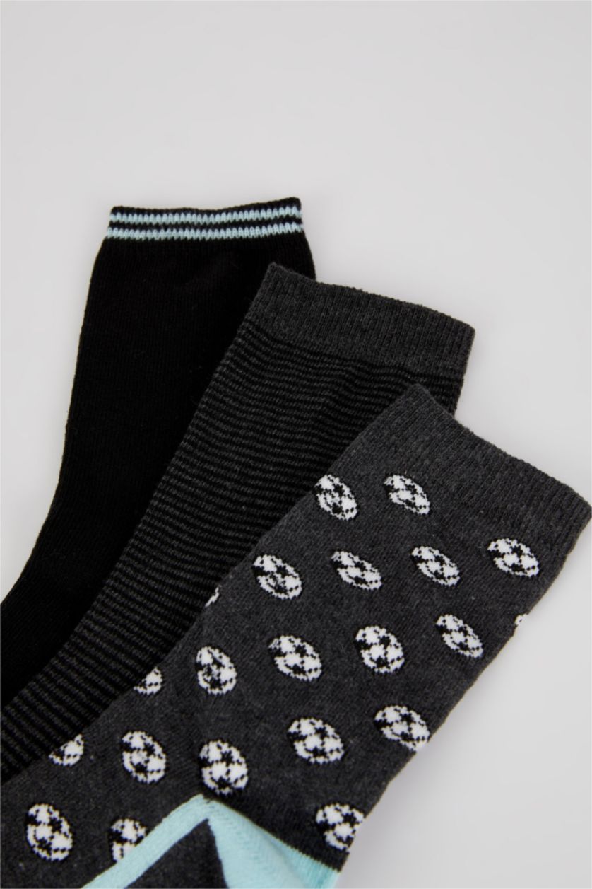 BOYS & TEENS Black Boys Cotton 3-pack Long Socks