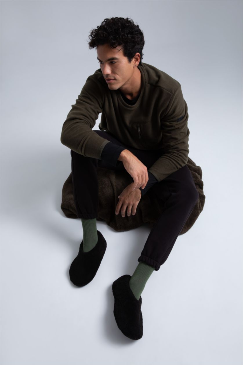 MAN Black Men's Defacto Fit Panduf House Slippers