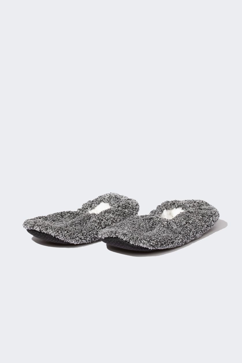 MAN Grey Melange Mab Flat Sole Plush Home Slippers