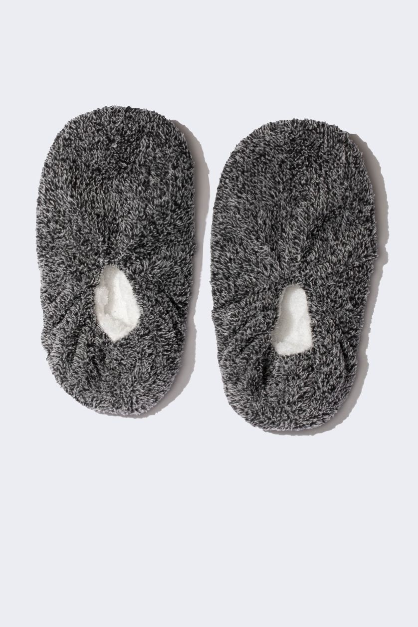 MAN Grey Melange Mab Flat Sole Plush Home Slippers