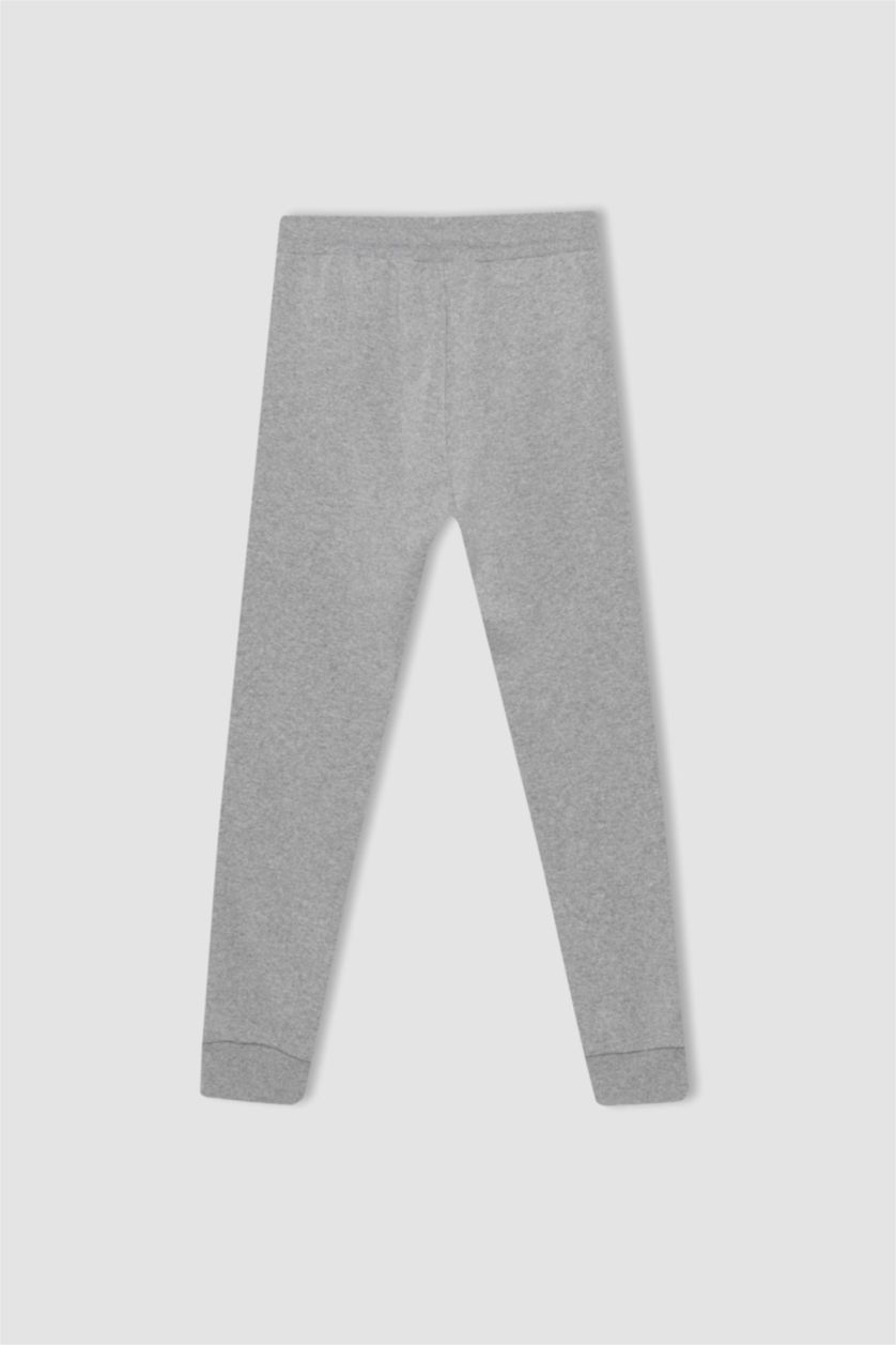 Erkek Çocuk - Genç Erkek Gri Melanj Erkek Çocuk Geri Dönüşümlü Baskılı Eşofman Alt