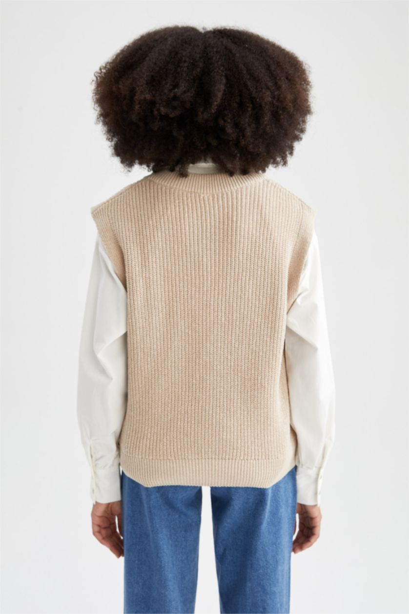 نساء بيج Oversize Fit V-Neck