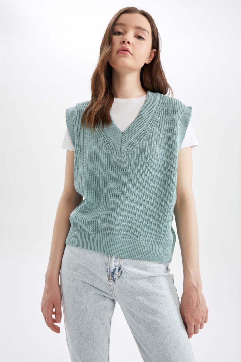 نساء نعناع Oversize Fit V-Neck