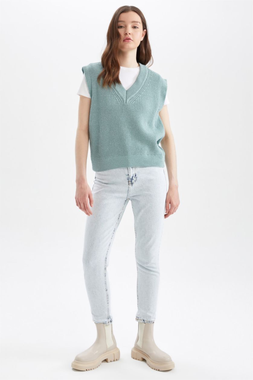 نساء نعناع Oversize Fit V-Neck