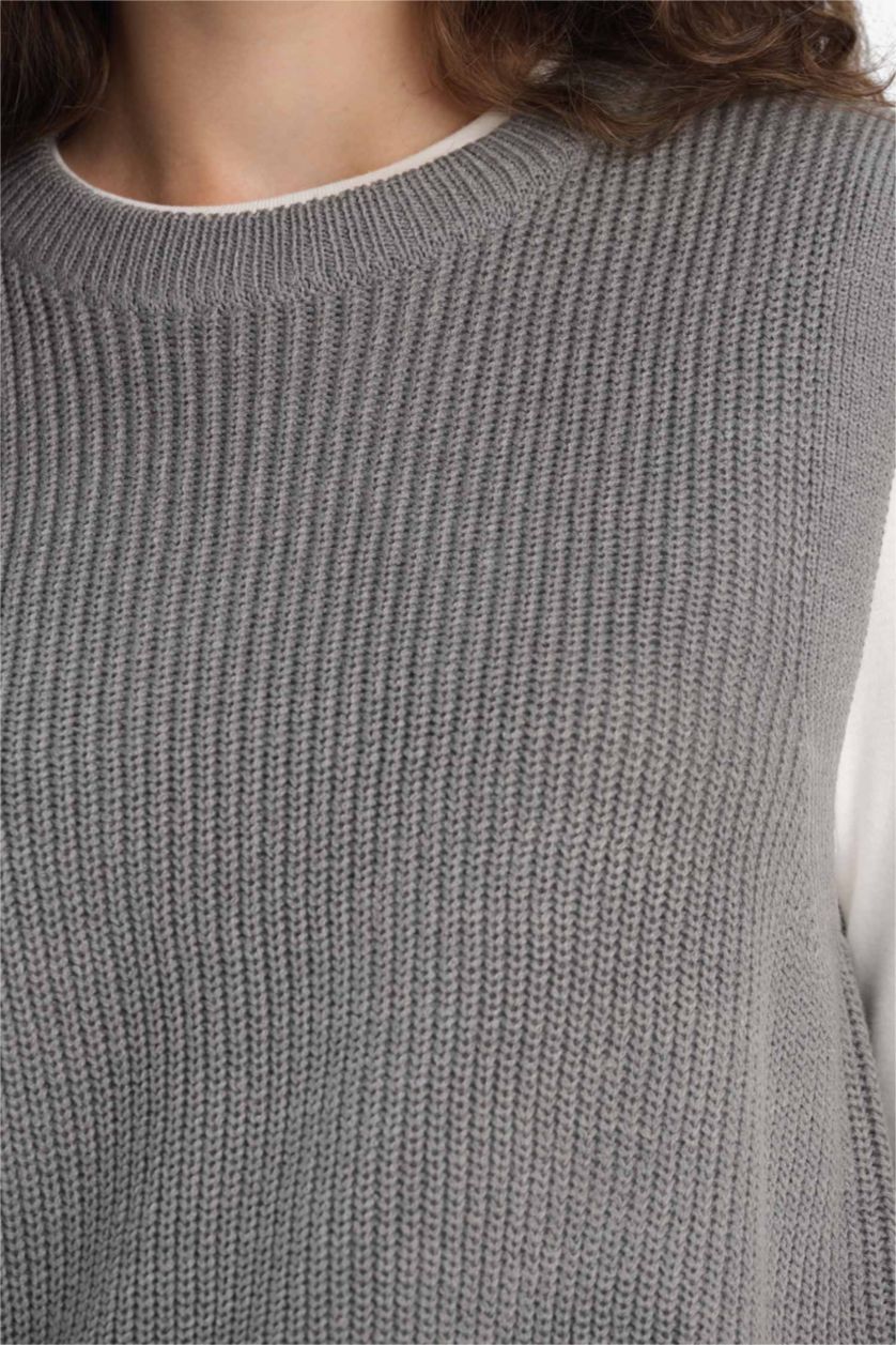 نساء رمادي يلك تريكو اوفر سايز بياخة مستديرة