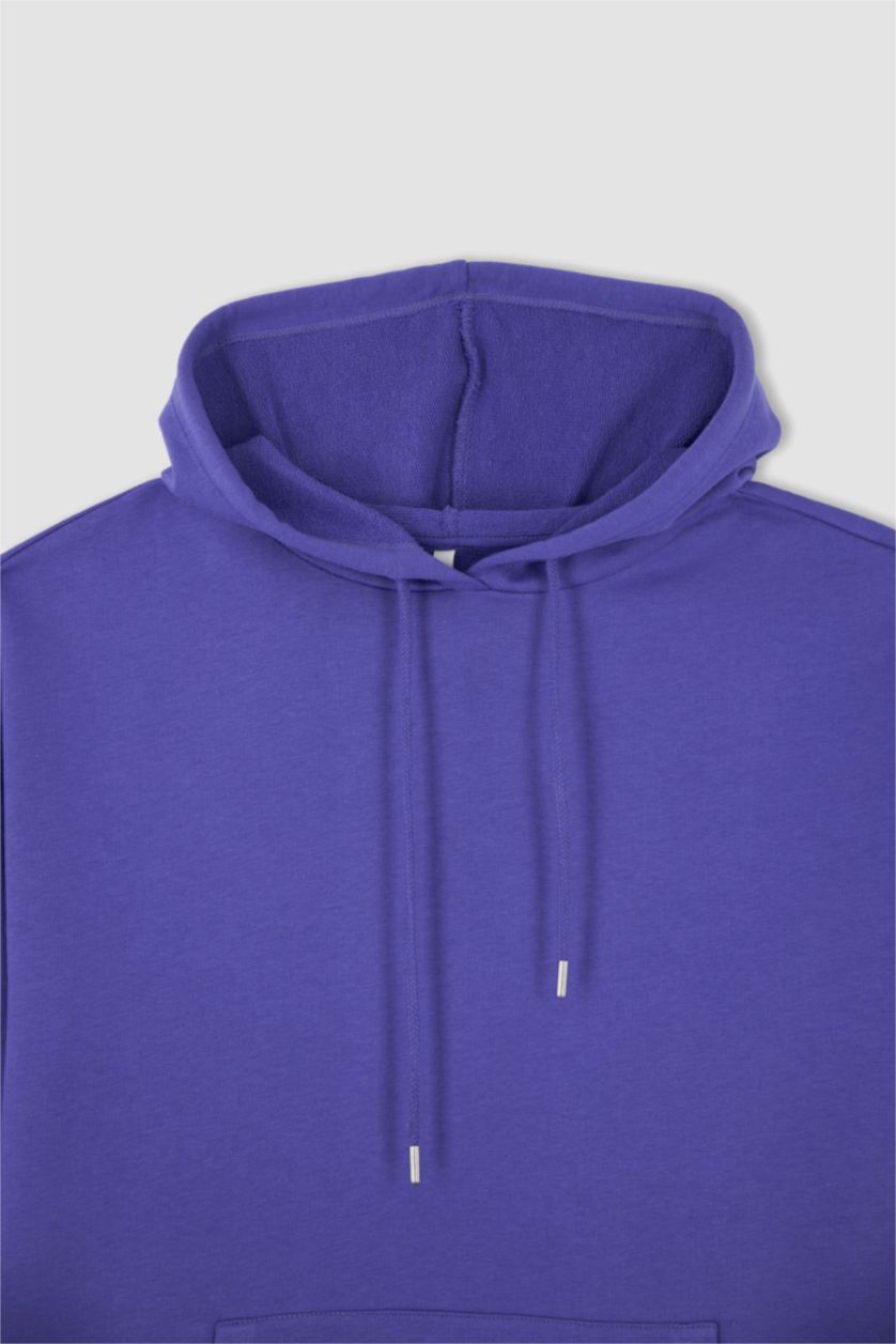 نساء بنفسجي سويت شيرت اوفر سايز بغطاء للرأس بجيب