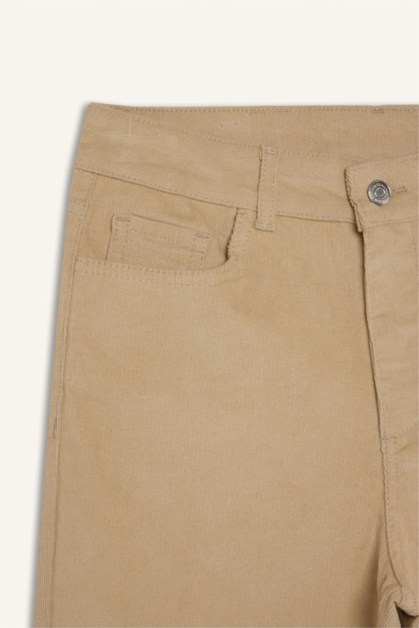 Kadın Bej Yüksek Bel Flare Fıt Pantolon