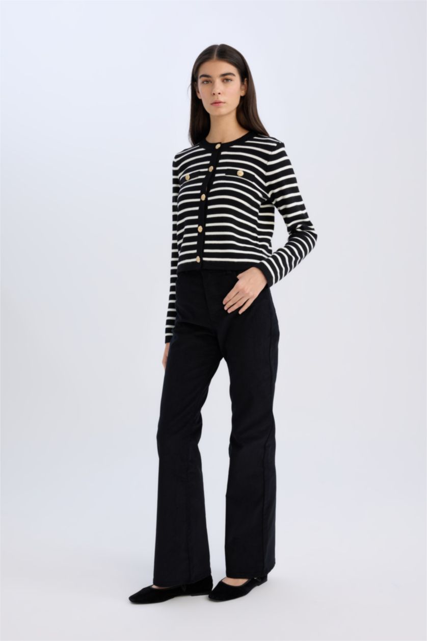 WOMAN Black Flared Basic Corduroy Trousers