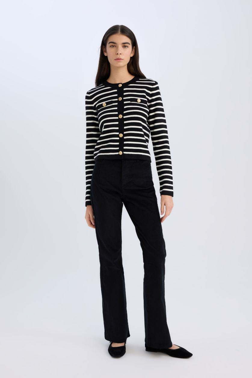 WOMAN Black Flared Basic Corduroy Trousers