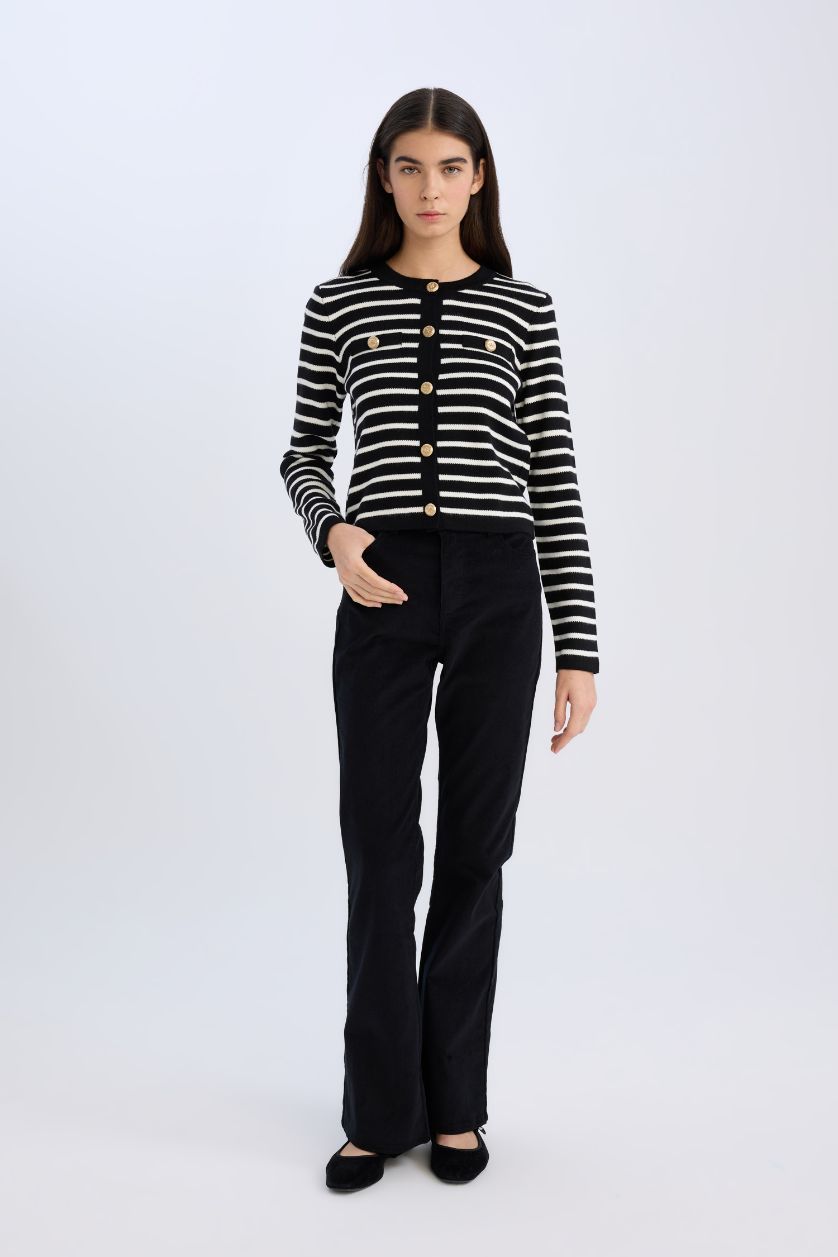 WOMAN Black Flared Basic Corduroy Trousers