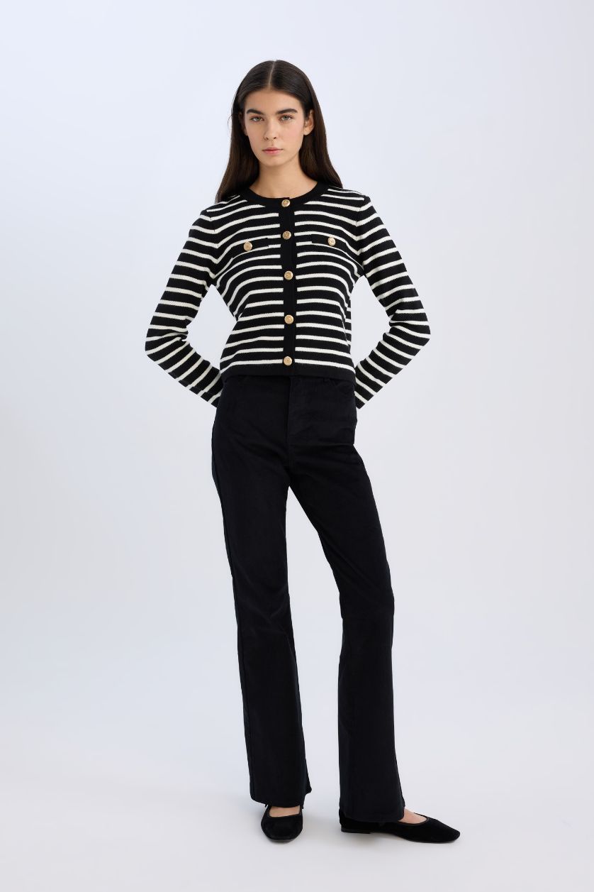 WOMAN Black Flared Basic Corduroy Trousers