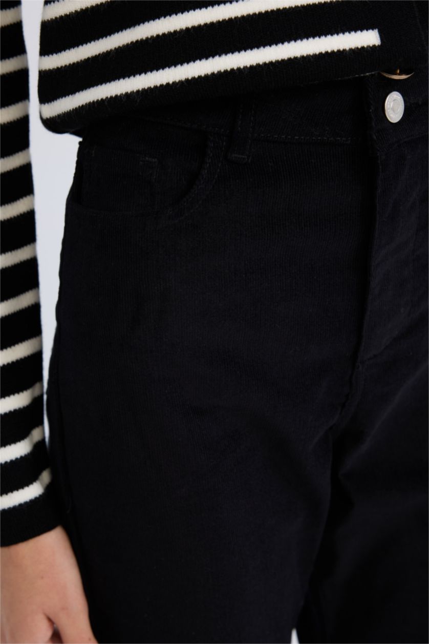 WOMAN Black Flared Basic Corduroy Trousers