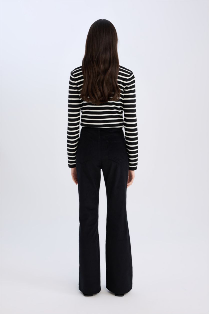WOMAN Black Flared Basic Corduroy Trousers