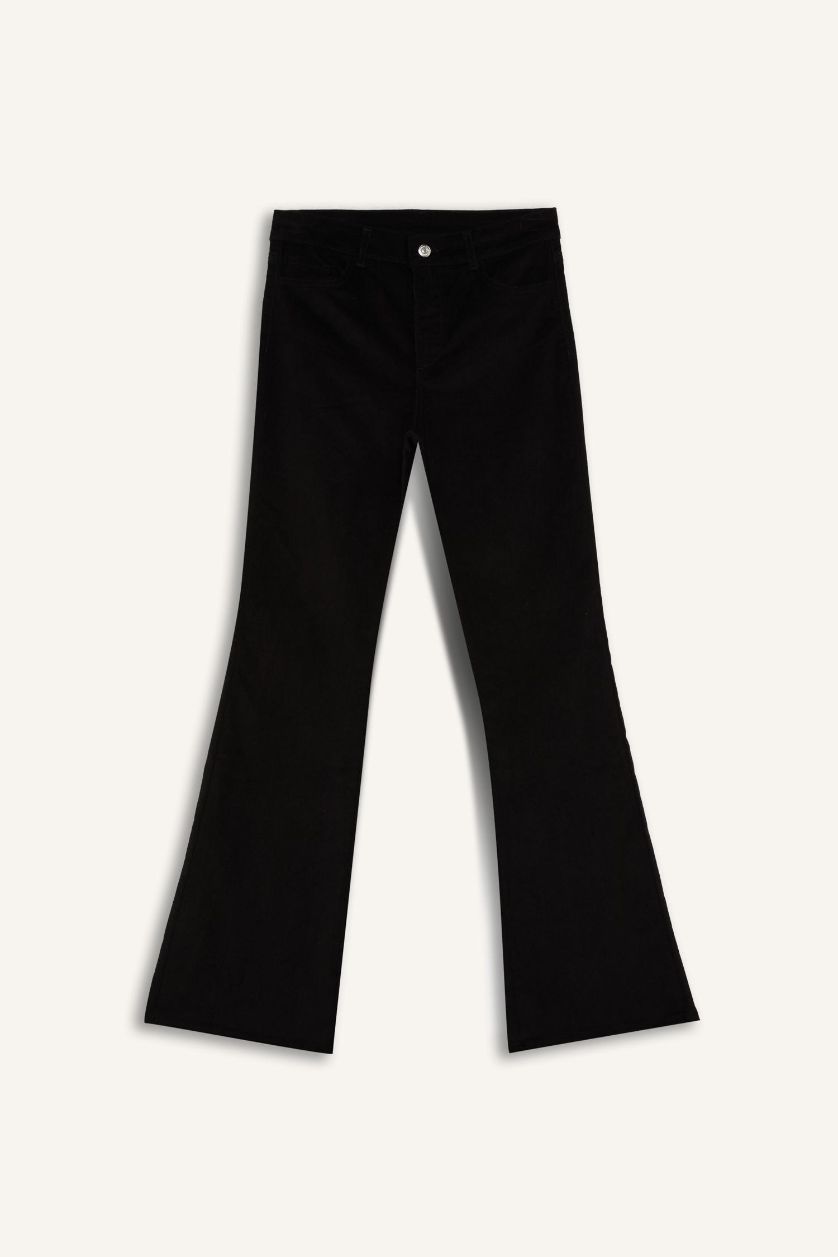 WOMAN Black Flared Basic Corduroy Trousers