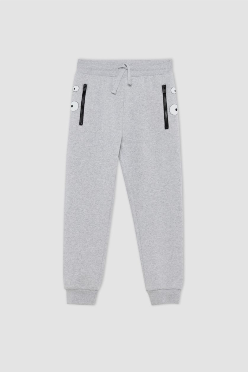 BOYS & TEENS Light Grey Melange Regular Fit Trousers