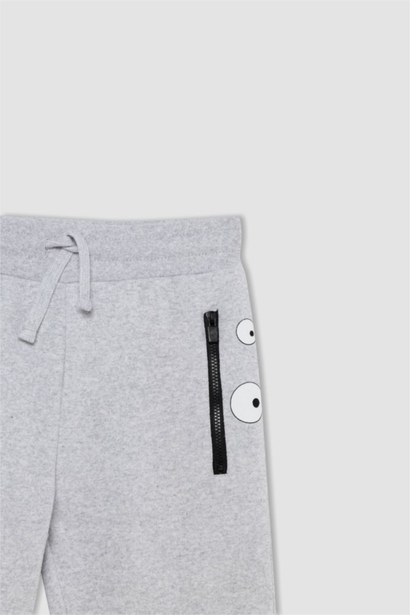 BOYS & TEENS Light Grey Melange Regular Fit Trousers