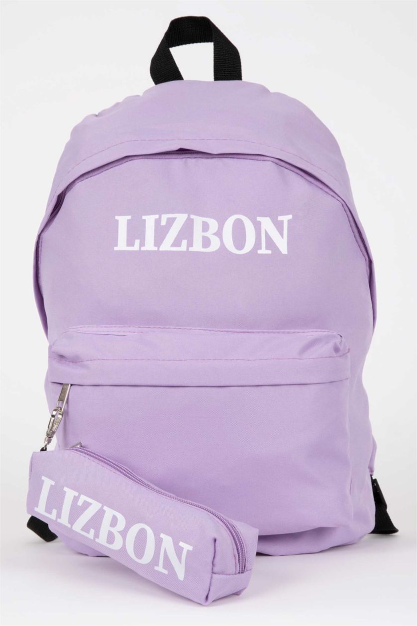 نساء أرجواني حقيبة ظهر مطبوعة وحامل قلم