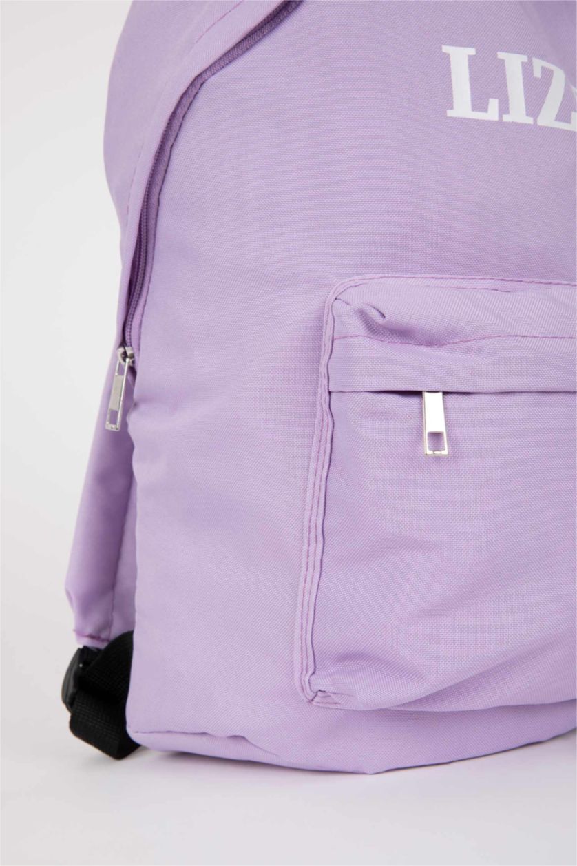 نساء أرجواني حقيبة ظهر مطبوعة وحامل قلم