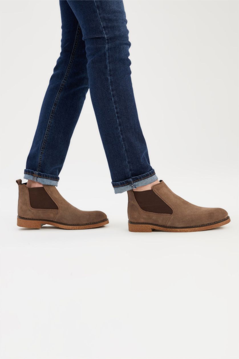 Erkek Kahve Erkek Chelsea Süet Hakiki Deri Bot