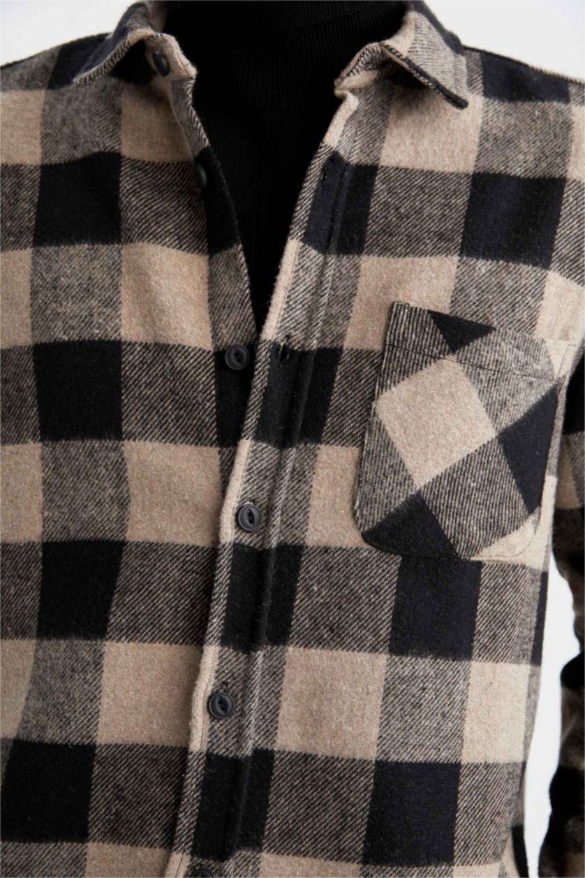 رجال فيزوني قميص كاروهات بقصة عادية