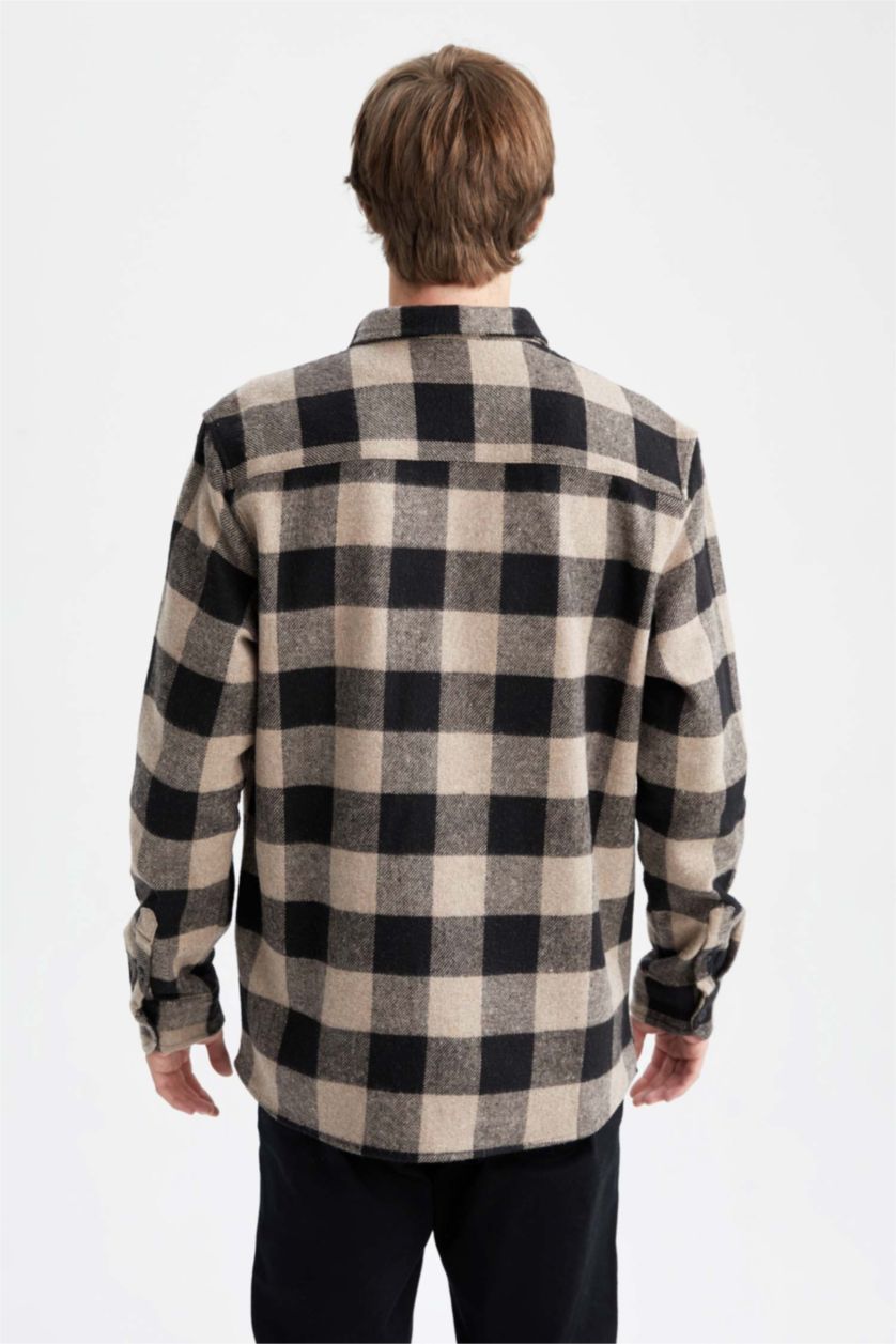 رجال فيزوني قميص كاروهات بقصة عادية