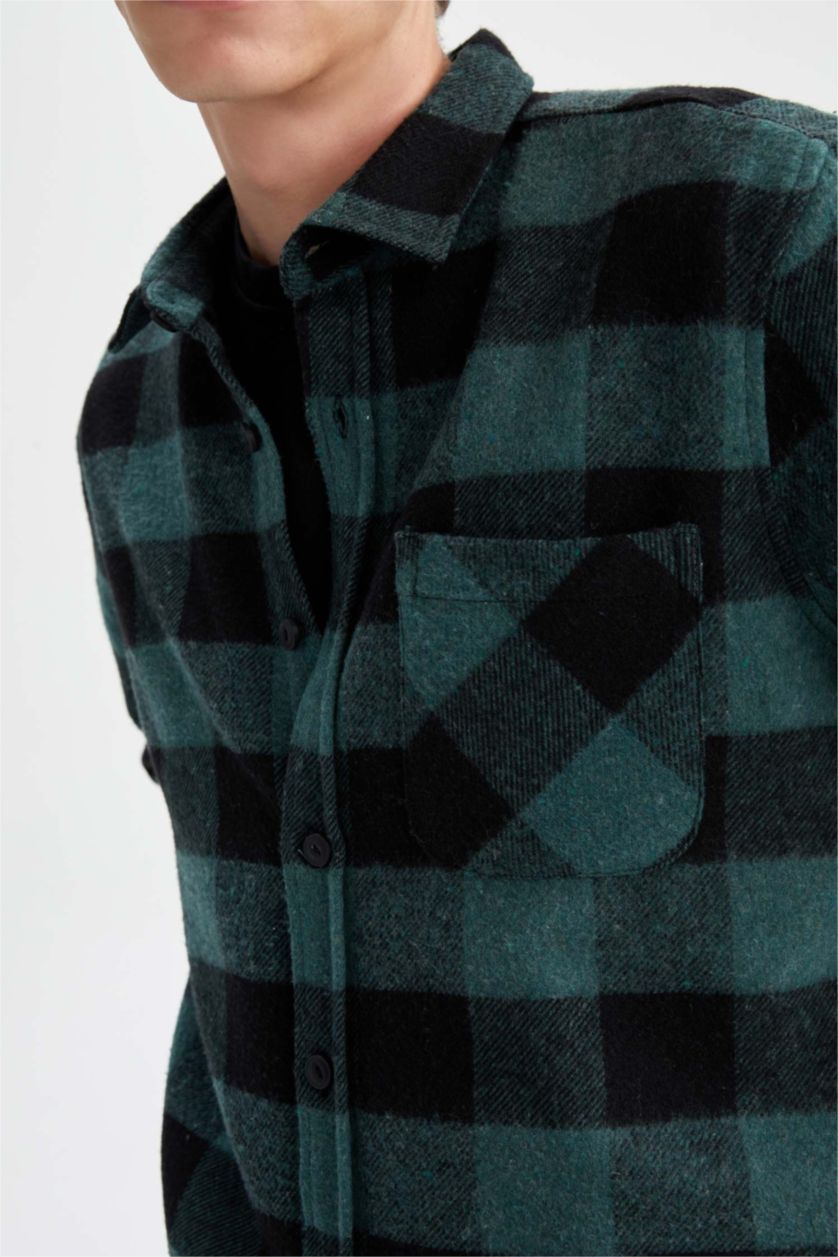Man Dark Green Regular Fit Long Sleeve Shirt