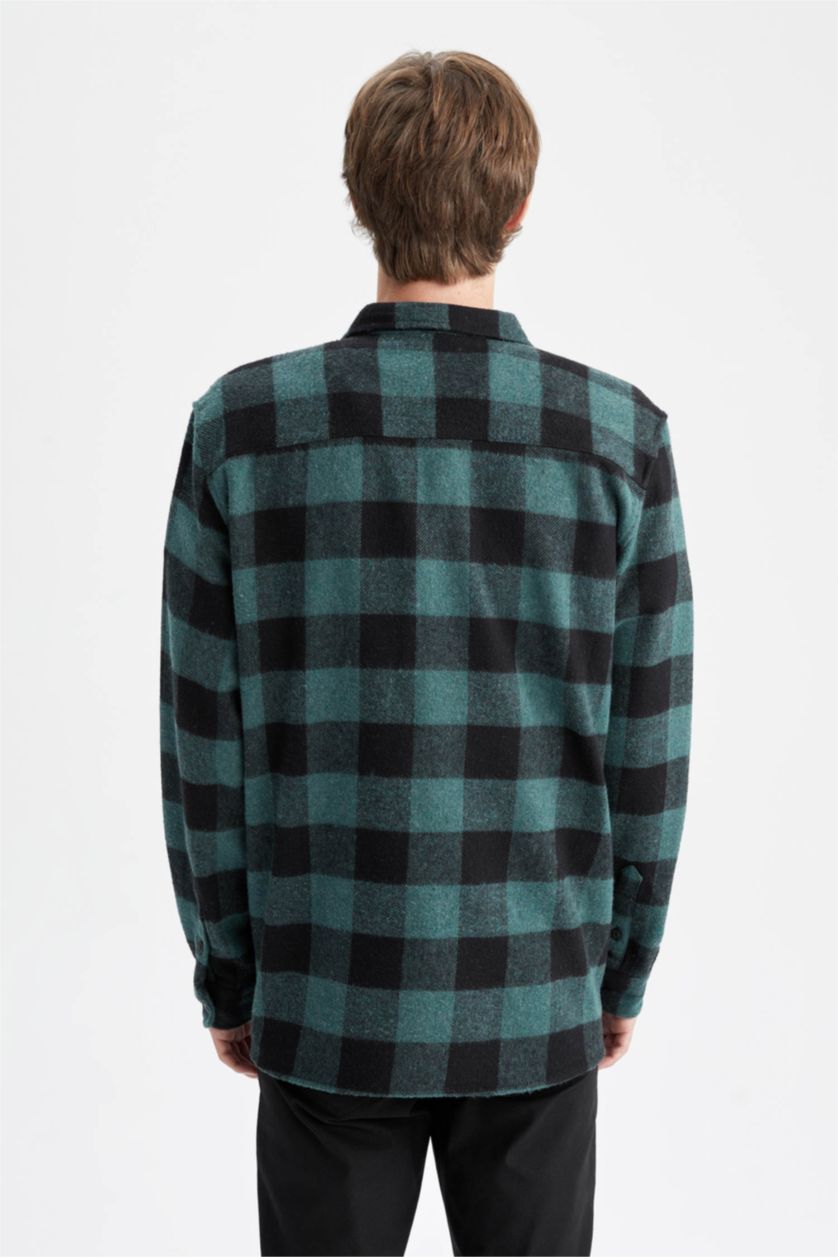 Man Dark Green Regular Fit Long Sleeve Shirt