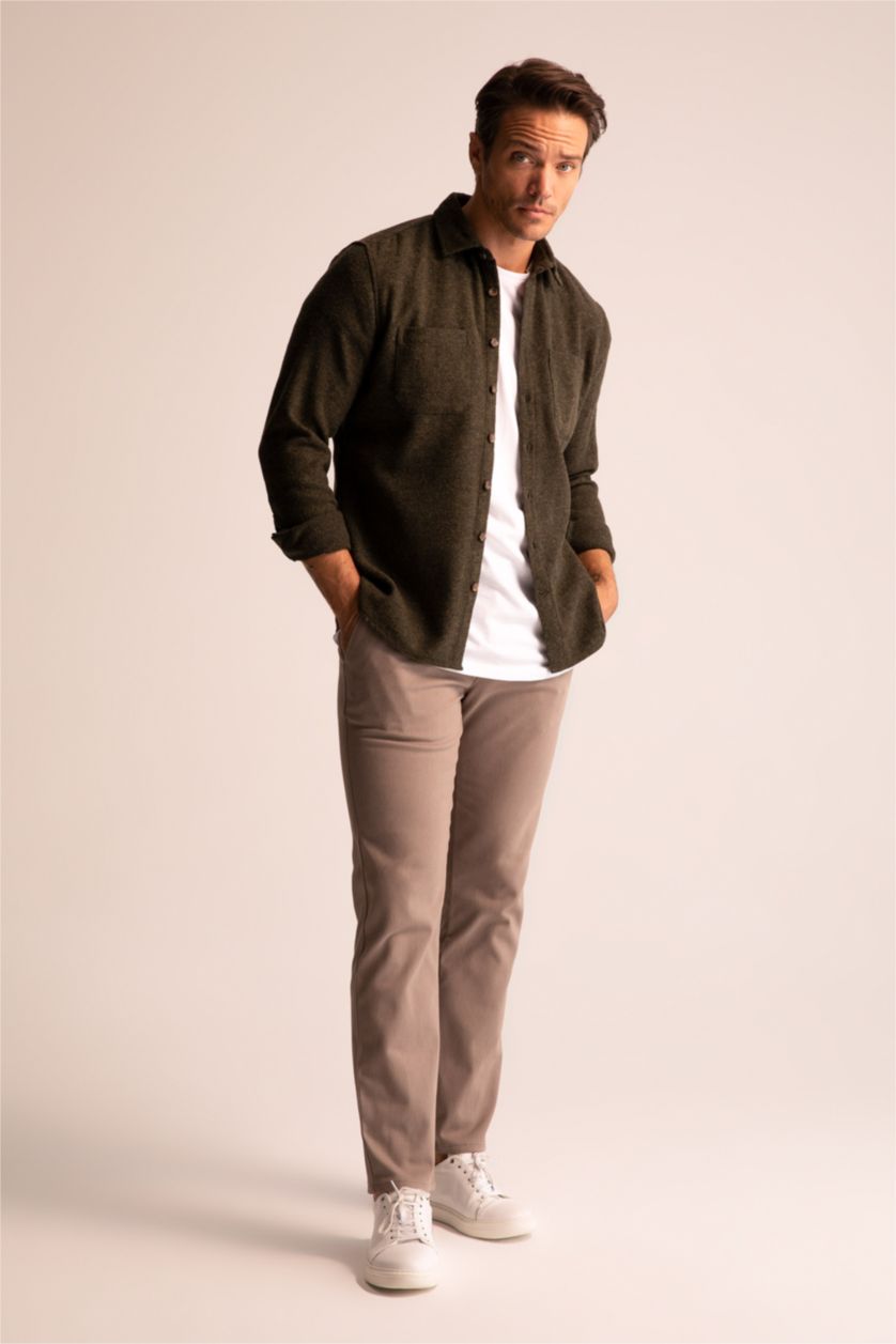 MAN Green Modern Fit Long Sleeve Shirt