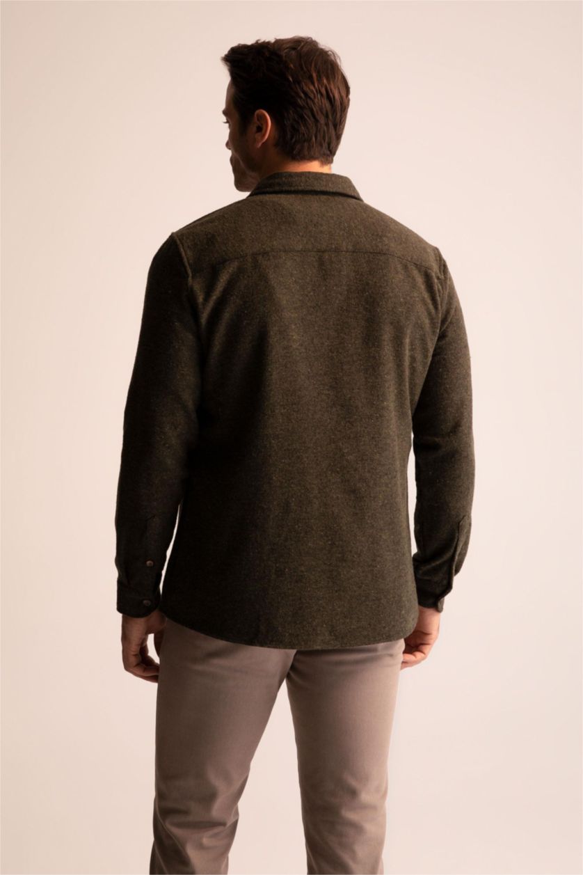 MAN Green Modern Fit Long Sleeve Shirt