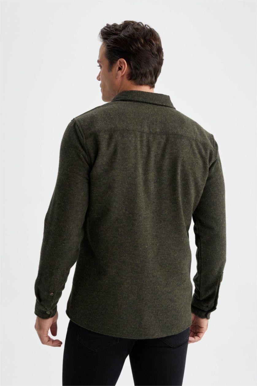 MAN Green Modern Fit Long Sleeve Shirt