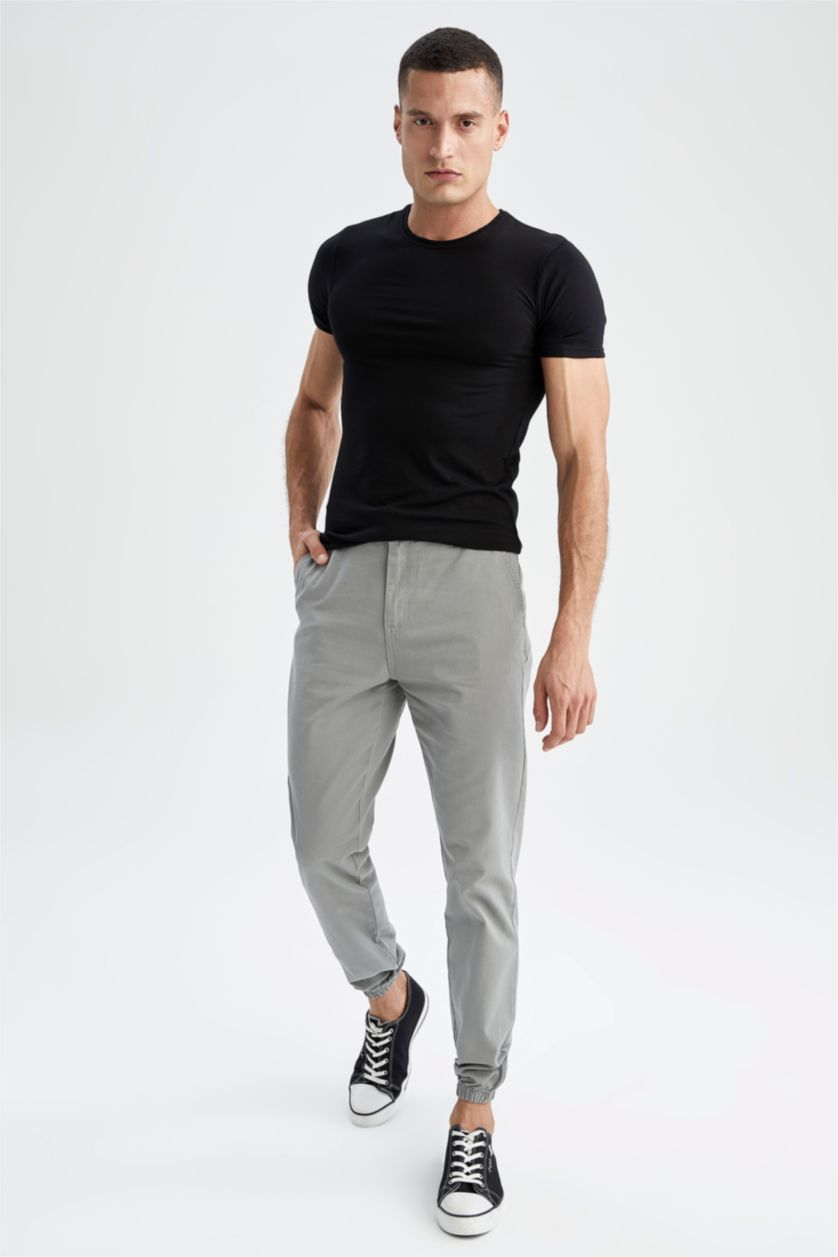 رجالي رمادي بنطلون جبردين برباط