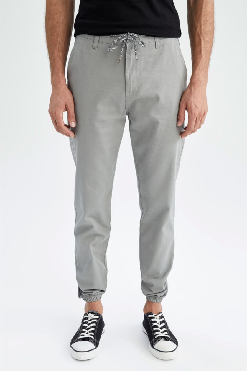 رجالي رمادي بنطلون جبردين برباط