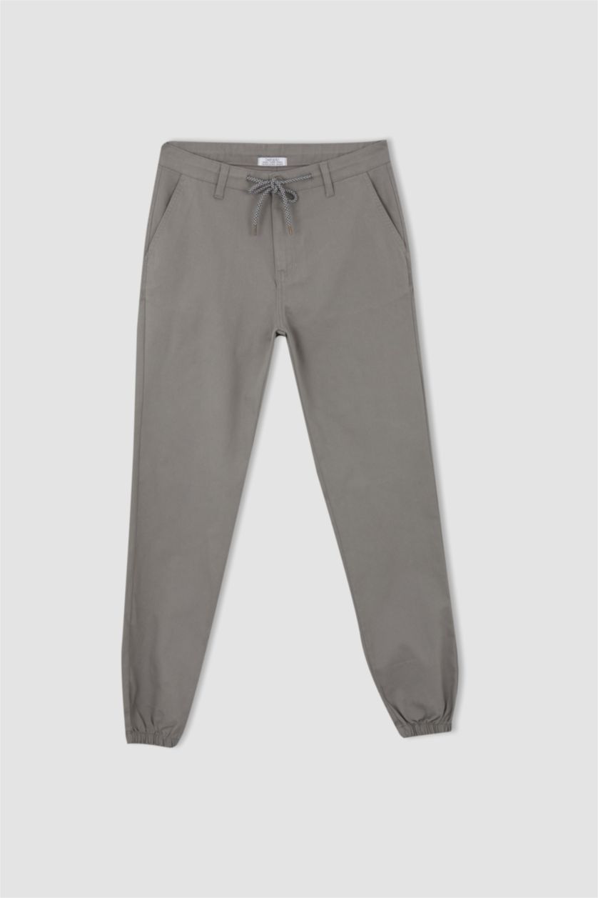 رجالي رمادي بنطلون جبردين برباط