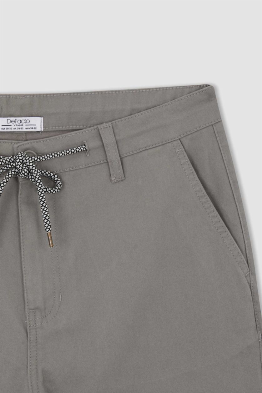 رجالي رمادي بنطلون جبردين برباط