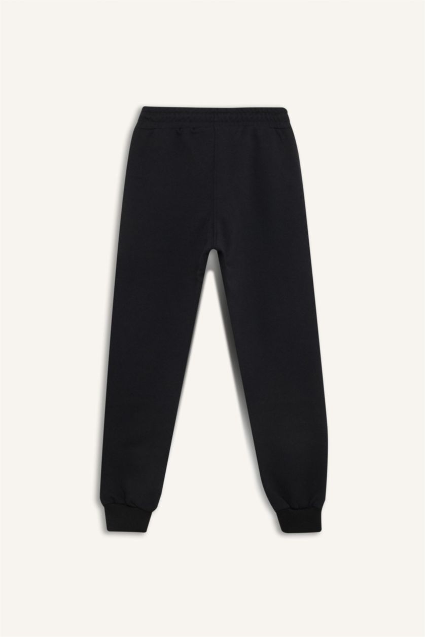 Erkek Çocuk - Genç Erkek Siyah Erkek Çocuk Beli Paçası Lastikli Baskılı Eşofman Altı